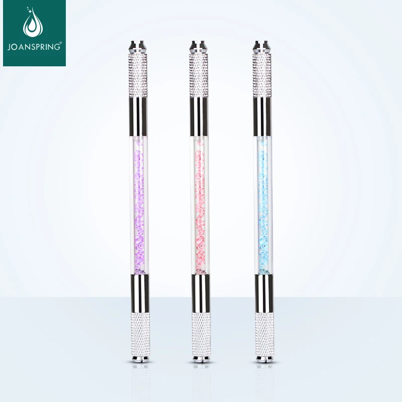 Professional Stainless Steel Permanent Makeup Manual Tattoo Microblading Pen Double Crystal Acrylic |