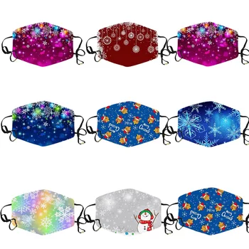 

1PC Unisex Merry Christmas Face Mask Cute Snow Printing Mouth Mask Adjustable Washable Reusable Breathable Masks Face Mascara