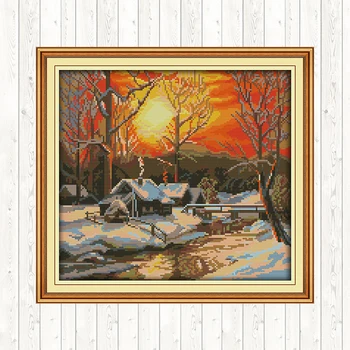 

The Winter Morning Chinese Cross Stitch Kits Scenery Painting Embroidery Kit DMC 14ct 11ct Counted Printed Canvas DIY Needlework