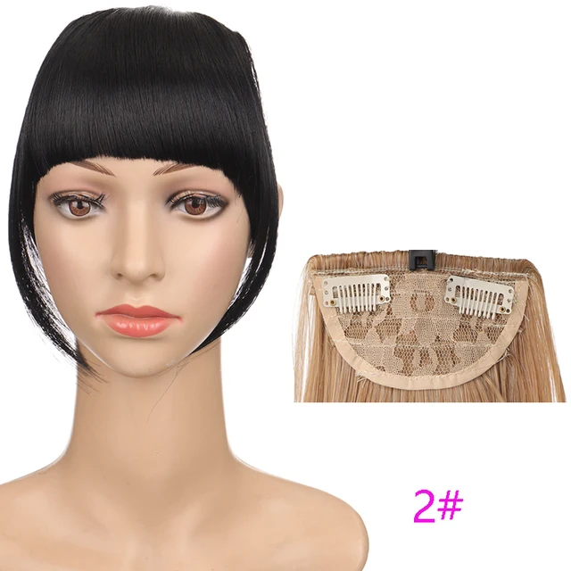 TALANG Neat Front Fringe Clip In  Hair Bangs  Hair Extensions Sweeping Side Blunt Bang Natural Black Brown Hairpieces WL-14