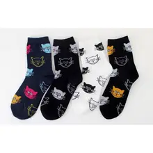 4 пары носков унисекс в подарок на праздник, Комплект рождественских чулочно-носочных изделий с рисунком кота Мяу