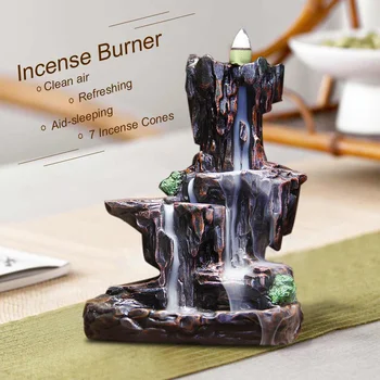

Waterfall Ceramic Incense Burners Fragrance Holder Backflow Censer Aromatherapy Smoke Reflux Incense Stick Incense Censer