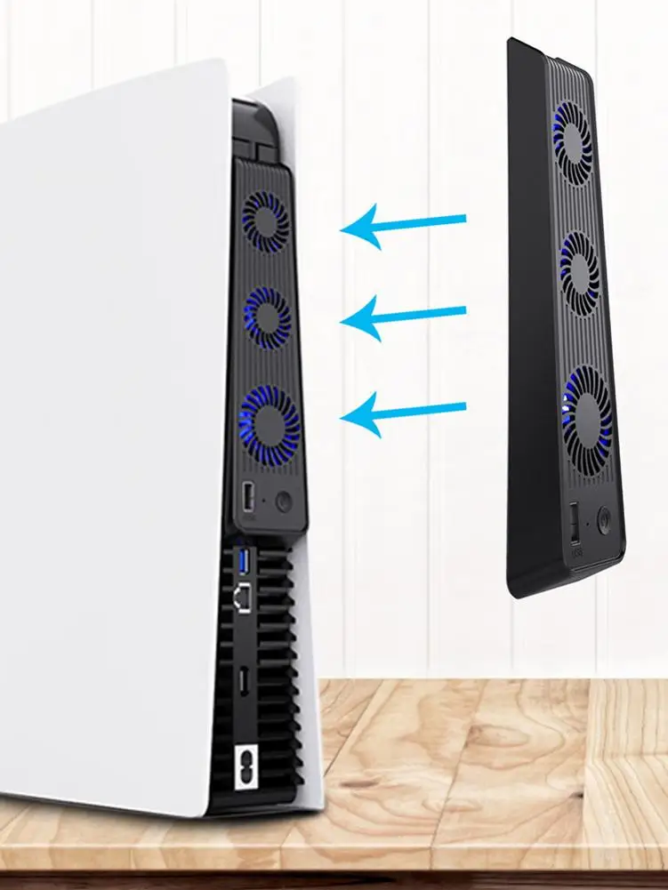 

Durable Black Cooler With 3 Cooling Fans Compatible With PS5 Console Host Cooling Fan Cooler Game External Accessories