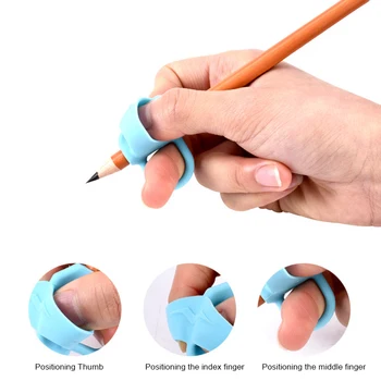 

3pcs Magic Silicone Pencil Grip Beginner Writing Aid Tool Baby Double Thumb Posture Correction Tool Pen Holder Student Education