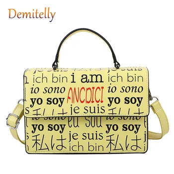 

New Graffiti Alphabet Hand-held Small Square Bag Fashion Shoulder Messenger Bag High Quality Metal Magnetic Buckle Women Wallet