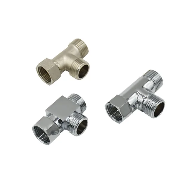 Fém Nőstény 1/2-1/2 "Hím T-Alakú Csatlakozó Víz-Osztó Póló 2-Utas Réz Illesztő Adapter Csap 1Db