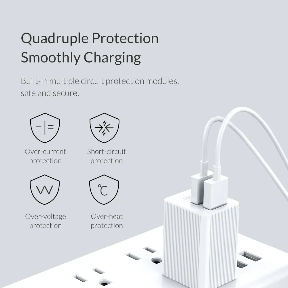 ORICO штепсельная вилка американского стандарта USB Зарядное устройство для путешествий Мини Размеры двойной Порты и разъёмы 5V 2.4A* 2 USB Зарядка адаптер для iPhone huawei Xiaomi Android телефон настенный Зарядное устройство