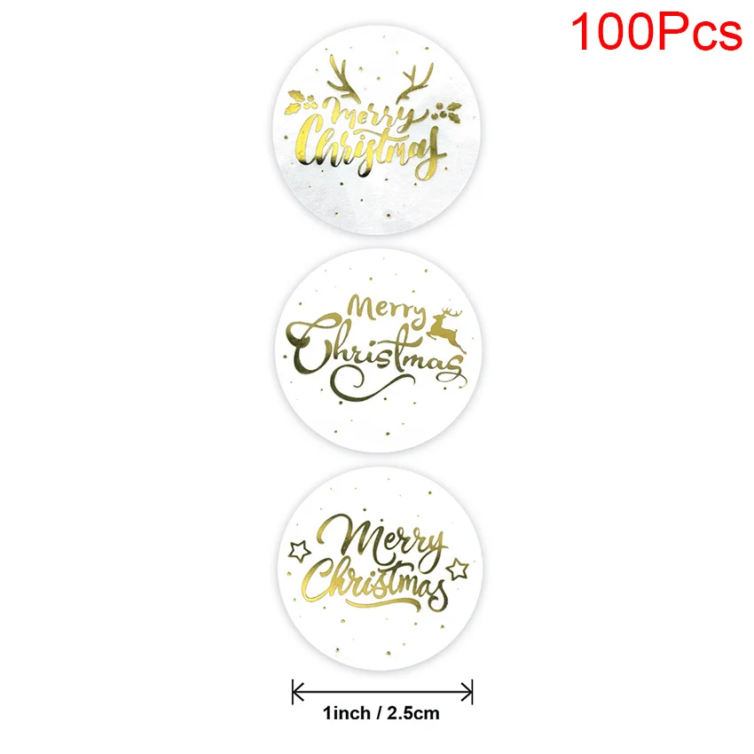 Round Clear Merry Christmas Stickers 100-500pcs Sealing Label Stickers for XMAS Cards Box Package Wedding Party Christmas Gifts christmas tree clear stamps Scrapbooking & Stamps