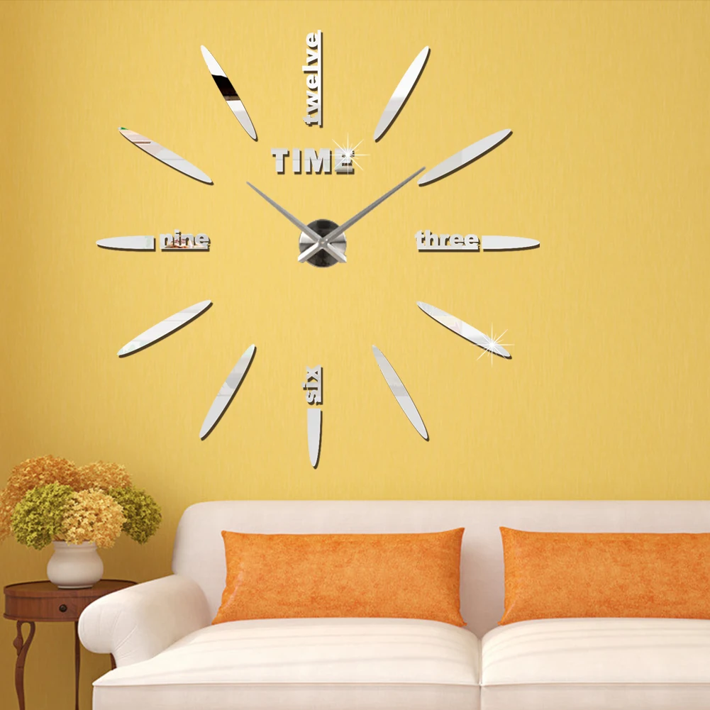 3D Wall Clock Modern Design DIY Acrylic Mirror Sticker Quartz Needle Big Europe Horloge Home Decoration Living Room Watch Clocks