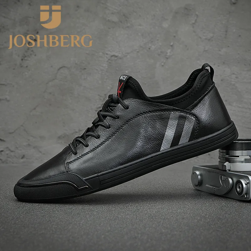 

JOSHBERG New Brand Cow Leather Hard-Wearing Mens Shoes Casual Comfy Men Shoe Vintage Style Men Flats Zapatillas Hombre Casual