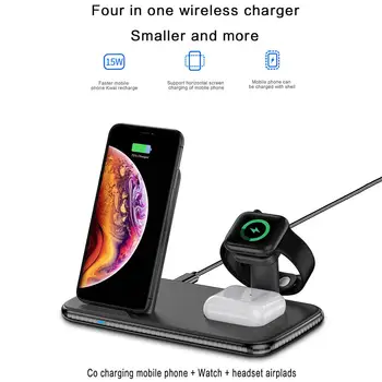 

15W Wireless Charger 4 in 1 Multifunctional Anti-slip Phone Charging Station Charger Stand