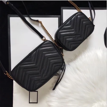

Classic style retro women's bag camera bag chain strap small square Bag Leather Double g small bag single shoulder crossbite GG