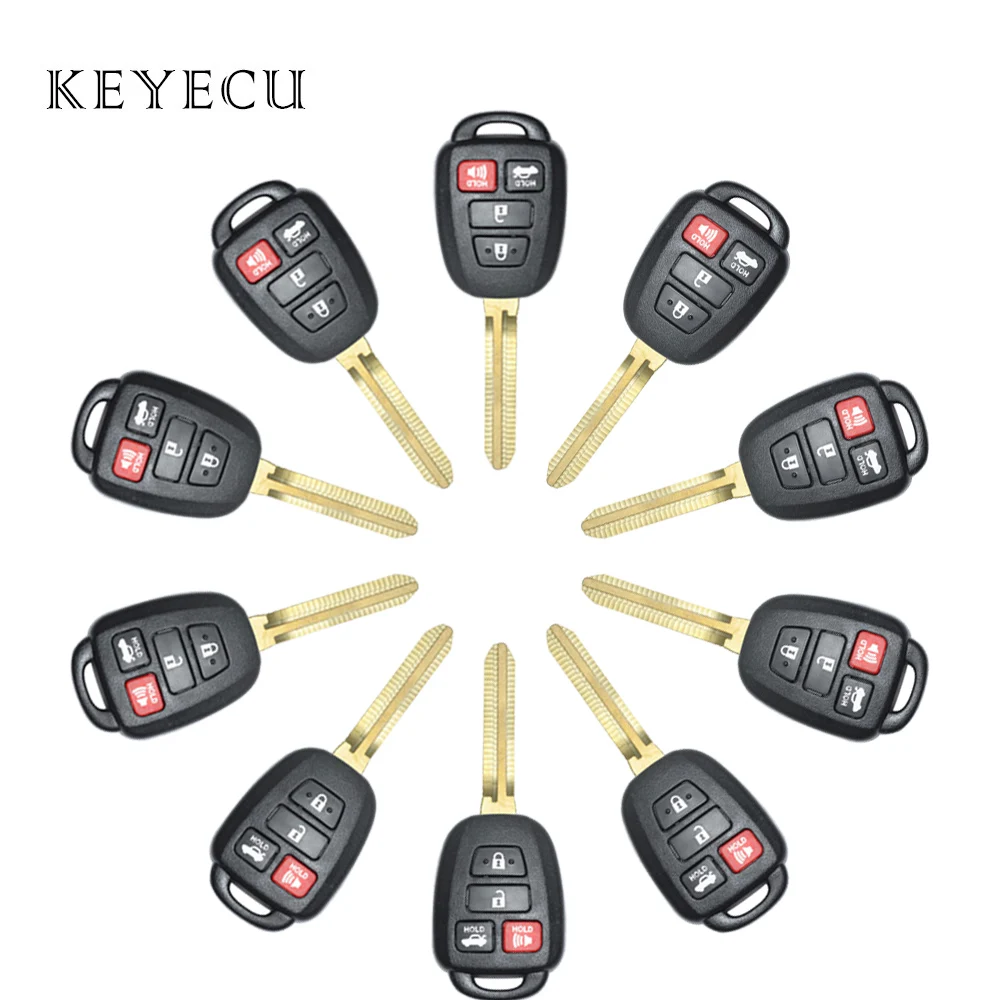 Keyecu 10 шт. дистанционный Автомобильный ключ оболочка чехол Корпус Крышка 4 кнопки