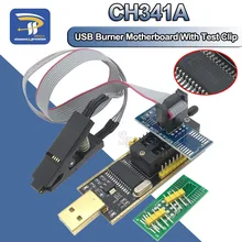 Soic8 sop8 clipe de teste para eeprom 93cxx/25cxx/24cxx adaptador + ch341a 24 25 série flash bios módulo programador usb