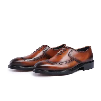 

Leather Shoes Formal Wear Leather Shoes Large Size Cowhide Lace-up Pure Leather Wedding Shoes Nan Dan Xie Business Cow Leather
