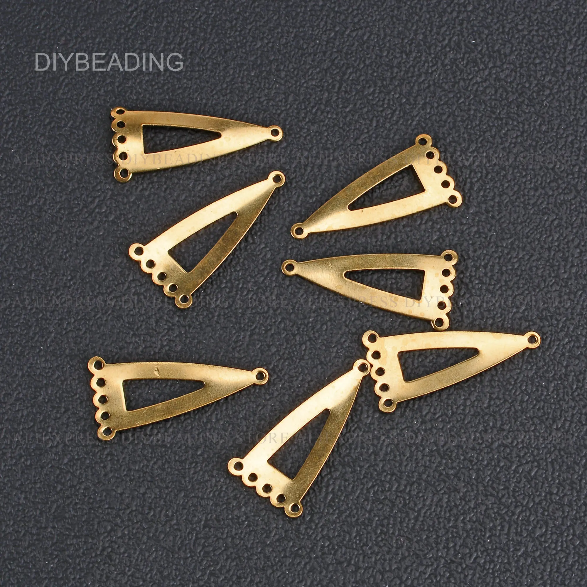 20-1000 Pcs Multi Holes Triangle Charms Finding Curved 15*30mm Brass Geometric Component for Chandelier Dangling Earrings Making