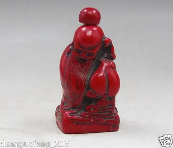 

Elaborado interesante viejo dios chino de la longevidad envió la estatua de melocotón Snuff botella