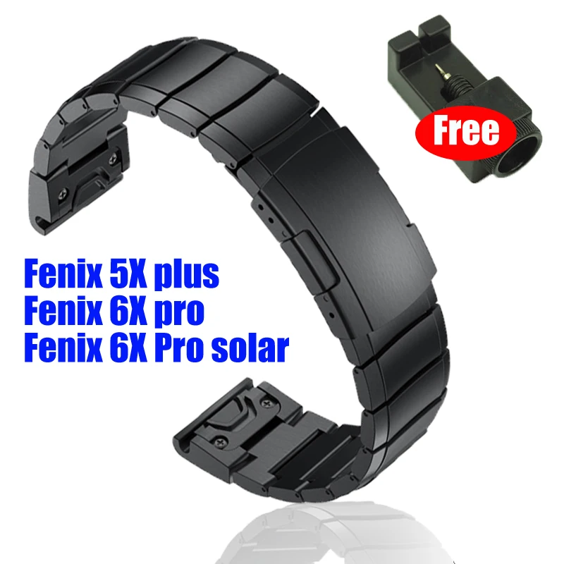 Металлический браслет для Garmin fenix 5X 6X 3 3HR plus Pro ремешок с солнечной батареей