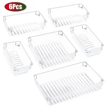 

Adjustable Plastic Drawer Makeup Storage Box Desktop Cosmetic Sundries Lipstick Storage Container Case Kitchen Drawer Organizer
