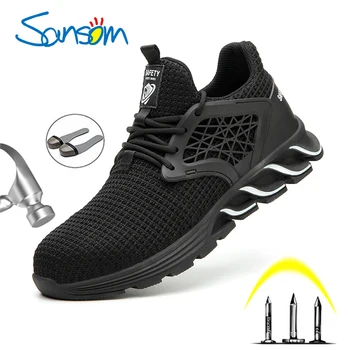 

SANSOM New Design Safety Work Shoes Boots For Men Anti-Smashing Steel Toe Boots Construction Shoes Safety Boots Work Sneakers