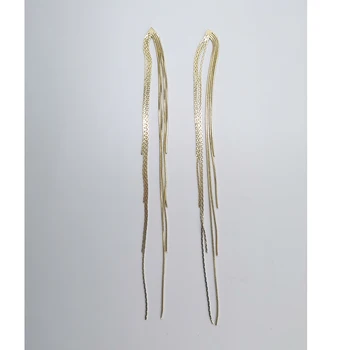 

Fashionable tassel earrings stitching gold color long exaggerated earrings