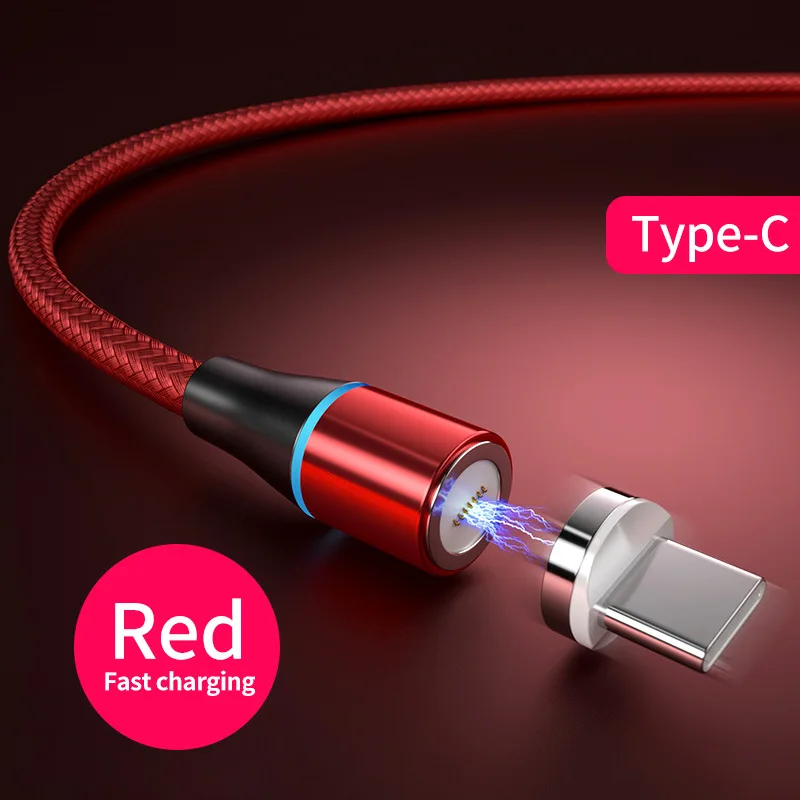 Red For Type-C OneVan магнитное зарядное устройство 3,0 A Usb кабель для быстрой зарядки Micro Usb type C кабель Lightning для iPhone 7 Xr Xiaomi samsung Phone - Цвет: Red For Type-C