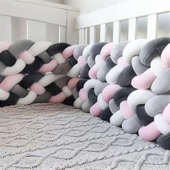 

200cm Baby Bed Bumper 4 tied Kont Pillow Cushion Baby Bumper for Boys Girls Baby Crib Protector Bumper Room Decor