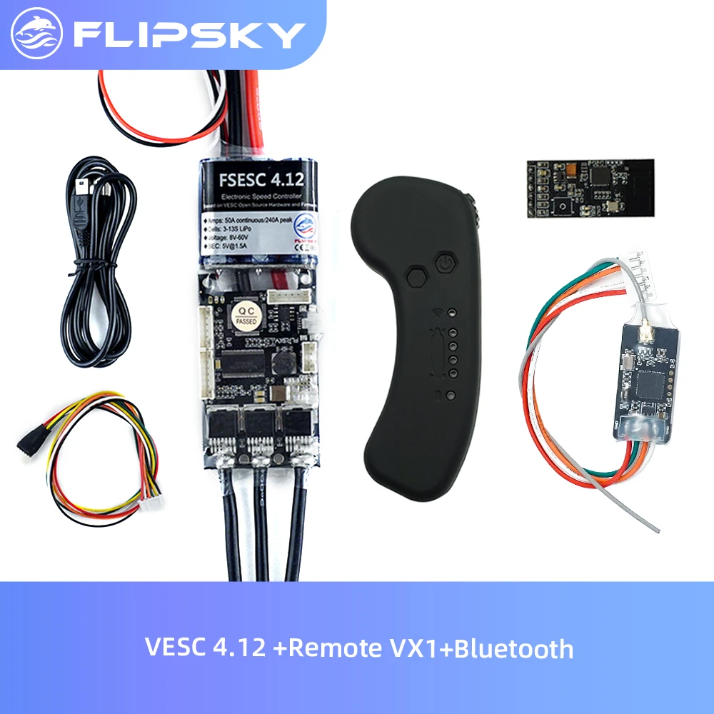 Electric Skateboard DIY Accessories Kit base on VESC 4.12 Electric Speed  Controller+Remote VX1+Bluetooth Combo Flipsky _ - AliExpress Mobile
