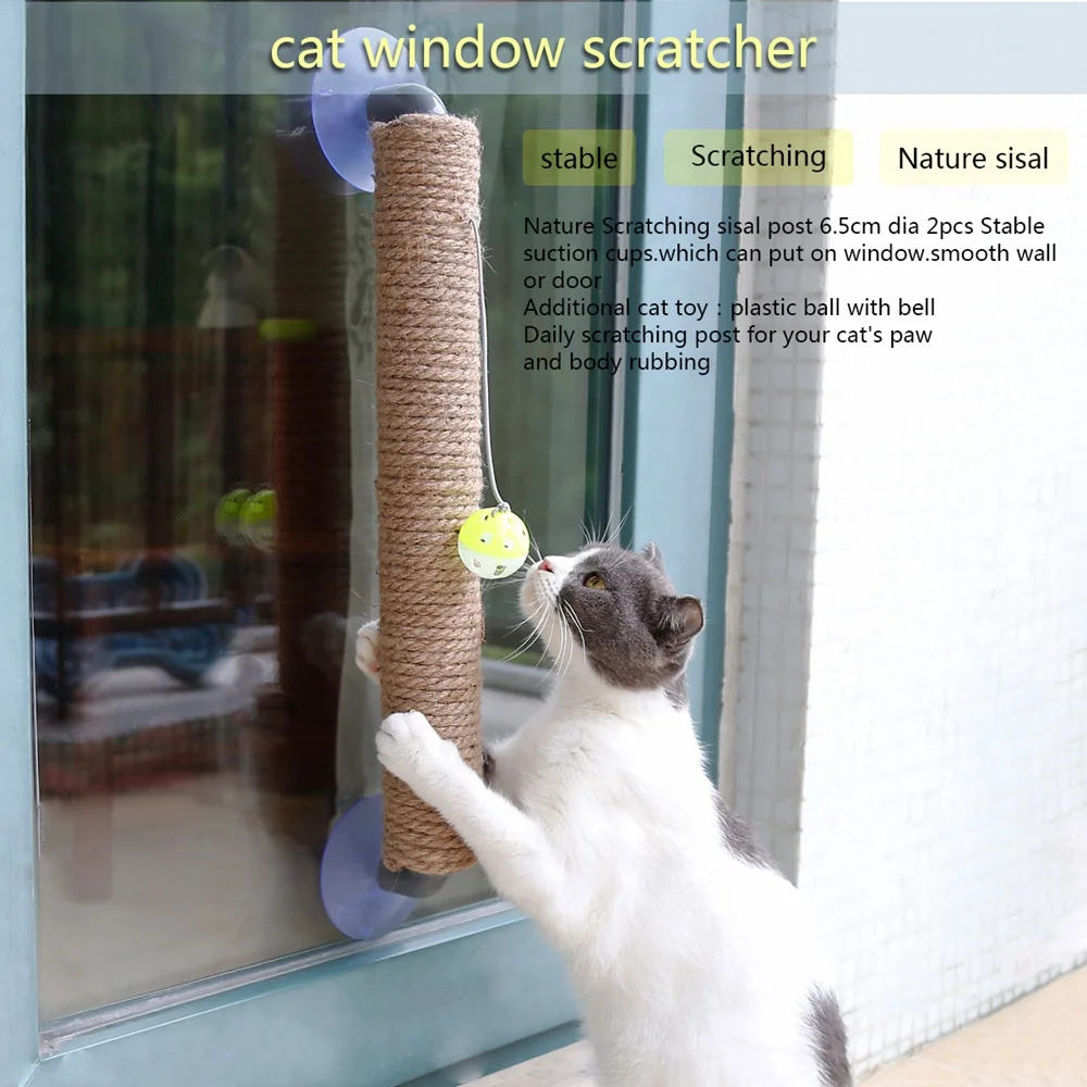 Природа сизаль-кошка скалолазание рамки игрушки с мячом для окна Когтеточка для кошек удар бесплатно Настенный Когтеточка скребок