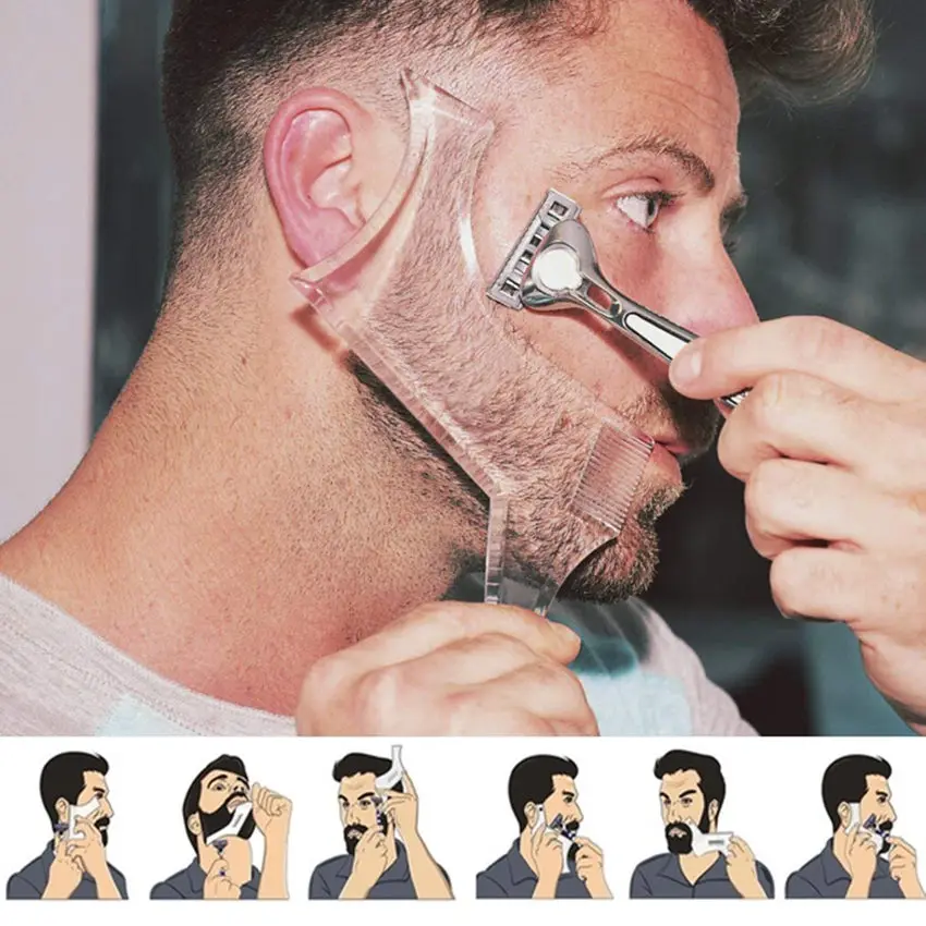 

Men Beard Shaping Styling Template Comb Transparent Men's Beards Combs Beauty Tool for Hair Beard Trim Templates