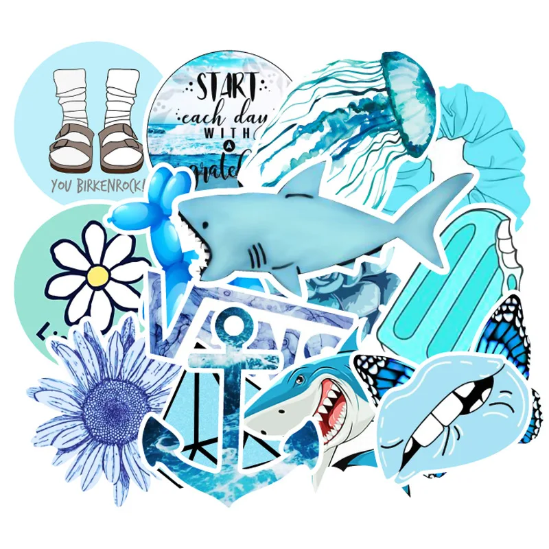 53Pcs/Set Blue Small Fresh Graffiti Stickers Car Computer Dead Fly Refrigerator Skateboard Stickers Waterproof 53Pcs/Set Blue Small Fresh Graffiti Stickers Car Computer Dead Fly Refrigerator Skateboard Stickers Waterproof