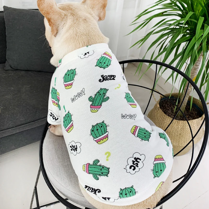 Хлопковый свитер с рисунком чихуахуа, одежда для собак, для маленьких собак, французский Бульдог-мопс, футболка, Одинаковая одежда для щенков - Цвет: White Pet Sweater