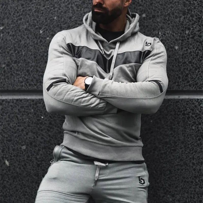 W13 Dark Grey Модный спортивный костюм, мужские толстовки, комплект, толстовка на молнии и длинные штаны, костюмы, комплект из двух предметов, спортивный костюм, мужская спортивная одежда для спортзала, фитнеса - Цвет: W13 Dark Grey