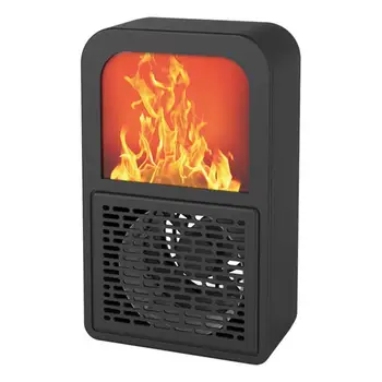 

Mini Heater 3D Flame Heater Home Bedroom Heaters Creative Home Office Desktop Portable Heaters Self-Powered Warm Fan