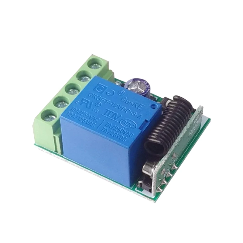 DC 12 V to 1 Channel 433mHz Wireless Single-Channel Relay Module RF Remote Control Switch Oscillator Receiver Control Lehr Board