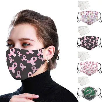 

1pcs Reusable Pink Bow Print Mouth Mask Face Cover Pm2.5 Anti-dust Face Mask Activated Carbon Filter Windproof 2pcs Masks Masque