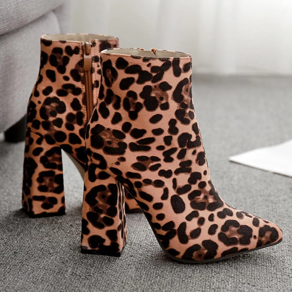 SAGACE эластичные сапоги с леопардовым принтом; сапоги с острым носком; пикантные вечерние женские туфли-лодочки