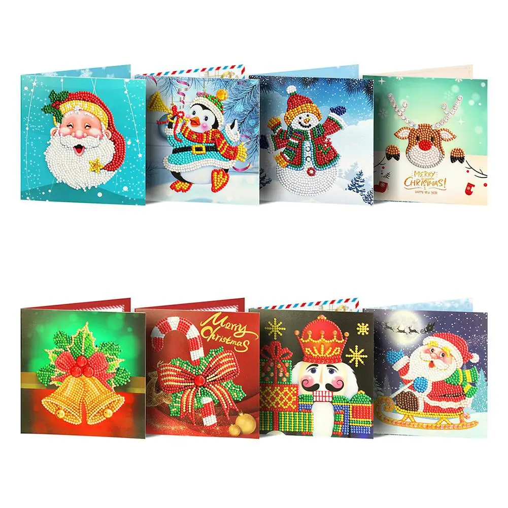 

8Pcs/Set 5D DIY Resin Diamond Painting Greeting Cards Set for Christmas