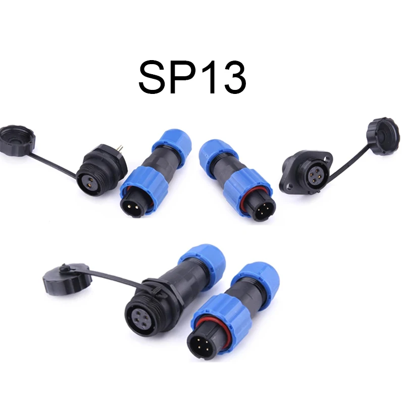 Wire Connector SP13 Waterproof IP68 1/2/3/4/5/6/7/9 Pin Cable Male/Female Plug And Socket Nut/Flange/Docking
