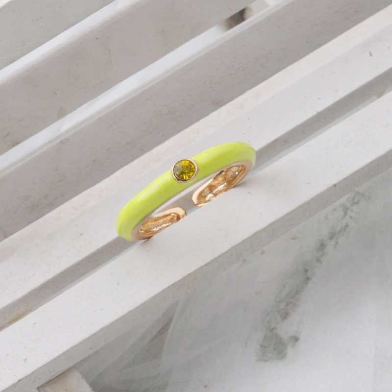 Y2K Multicolor Enamel Dripping Oil Open Ring For Women Adjustable Gold Plated Chunky Finger Rings Party Jewelry gift