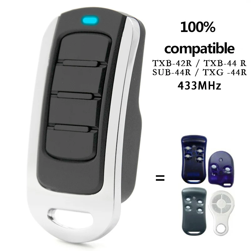 Compatible con clon clave SUB-44R TXG-44R puerta de garaje de Control remoto 433MHz balanceo de código abridor de puerta de mando