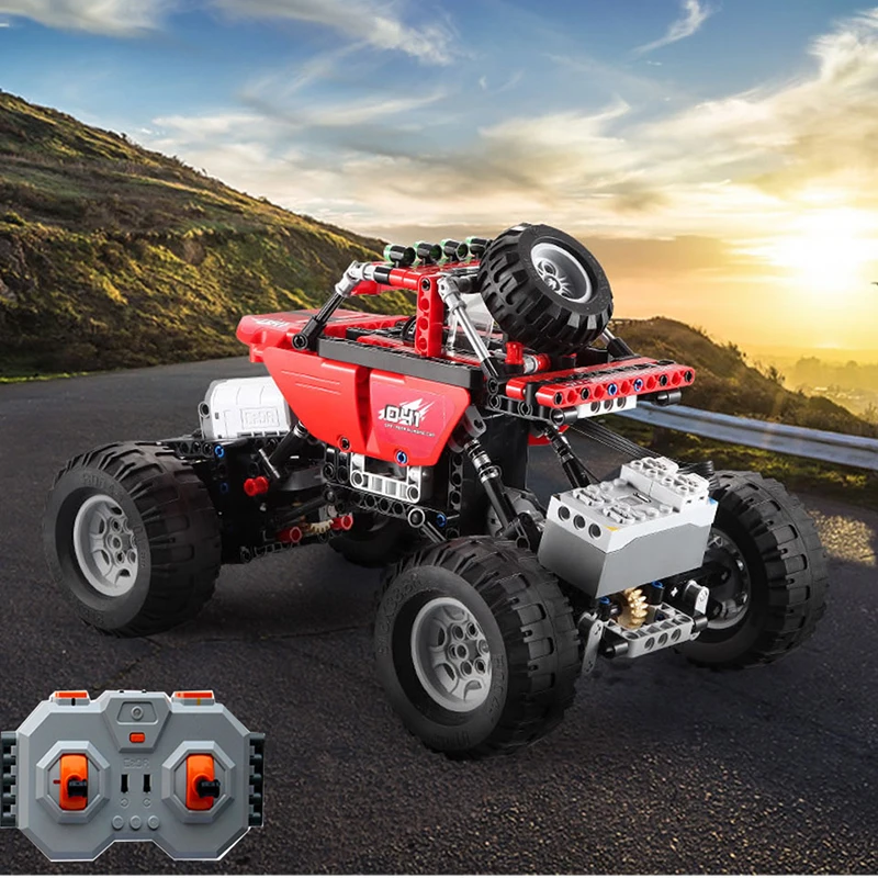 

Legoing Technic Car Racing Car serie Buggy Offroad Racing Red Body Black Wheel Cool Model Building Blocks Toys For Children Gift
