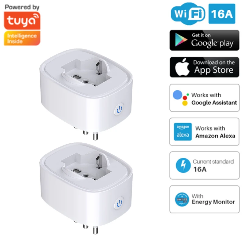 16A WiFi Smart Plug With IT Energy Monitor Power Multi Tuya APP Control Works Google Alexa Assistant Life | Электроника