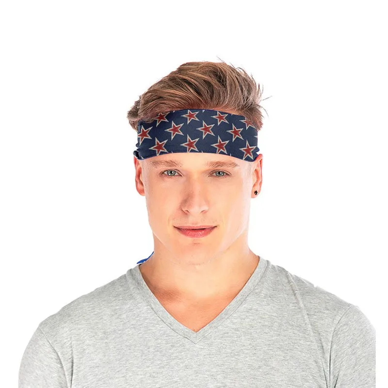 American Flag Pattern Design Outdoor Sports Cycling Running Tennis Anti-Slip Sweatbands Headbands