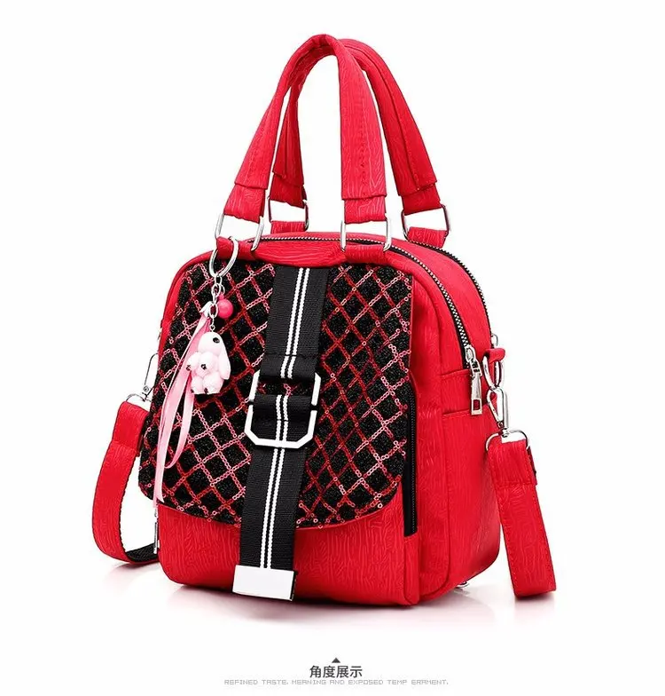 WOMEN'S Bag Students Shoulder Three-purpose Bag Shoulder Cross-body Hand Casual Sequin Bag Multi-functional 1800-14