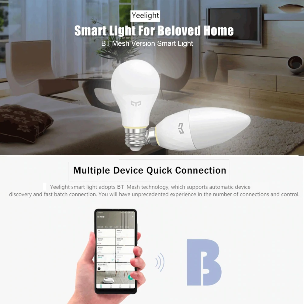 Yeelight Mijia приложение голосовое управление освещение цвет регулируемый шар лампа AC