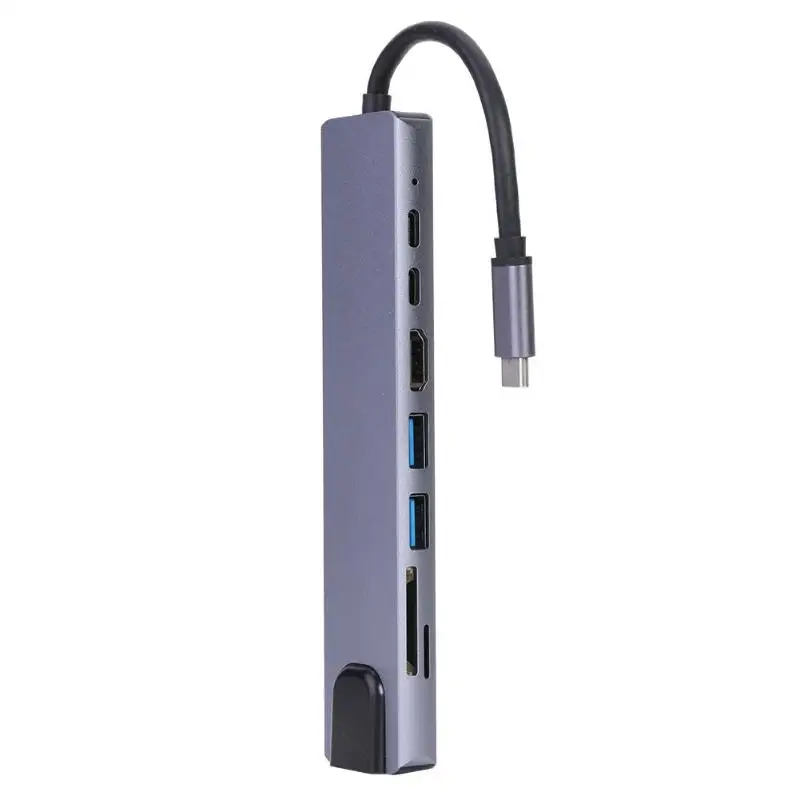 8 в 1 USB концентратор TYPE-C Gigabit LAN док-станция USB C адаптер U диск/жесткий диск/мышь кнопка/карта памяти/TF/RJ45/HDMI