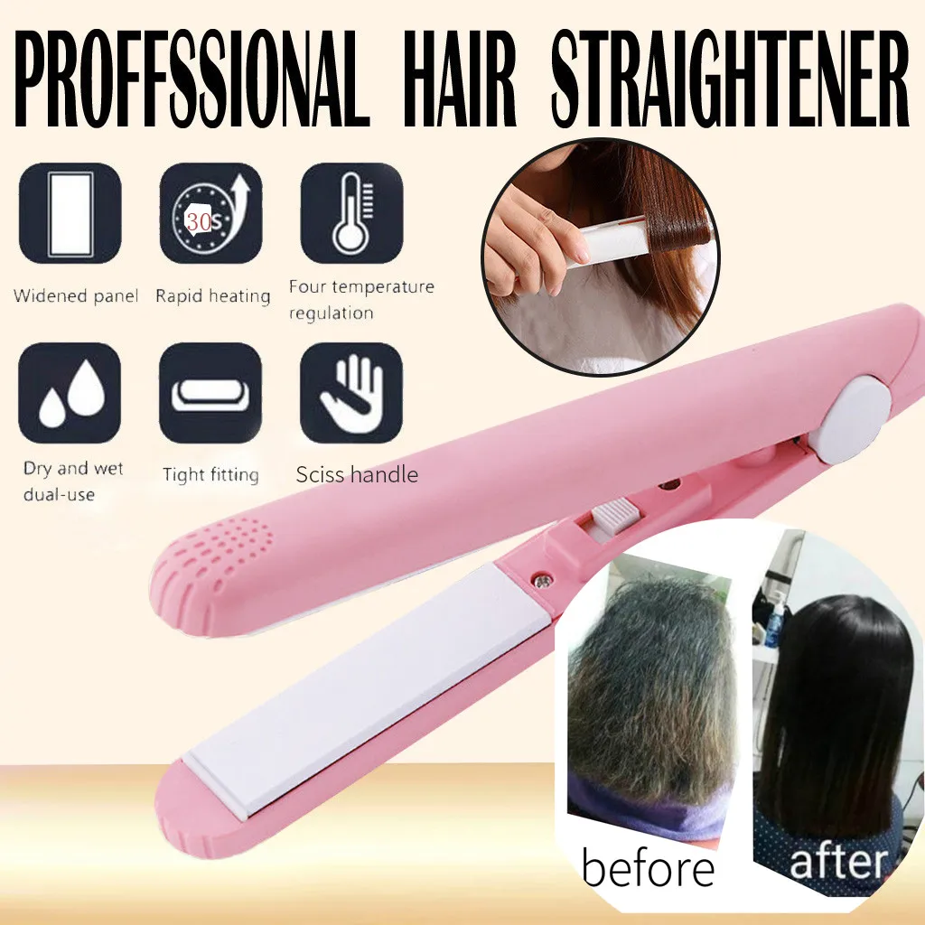 

2020 New Mini Hair Straightener Flat Iron Curling Hair Beard Straightener Comb Hair Crimper Curling Iron Hair Straightener Brush