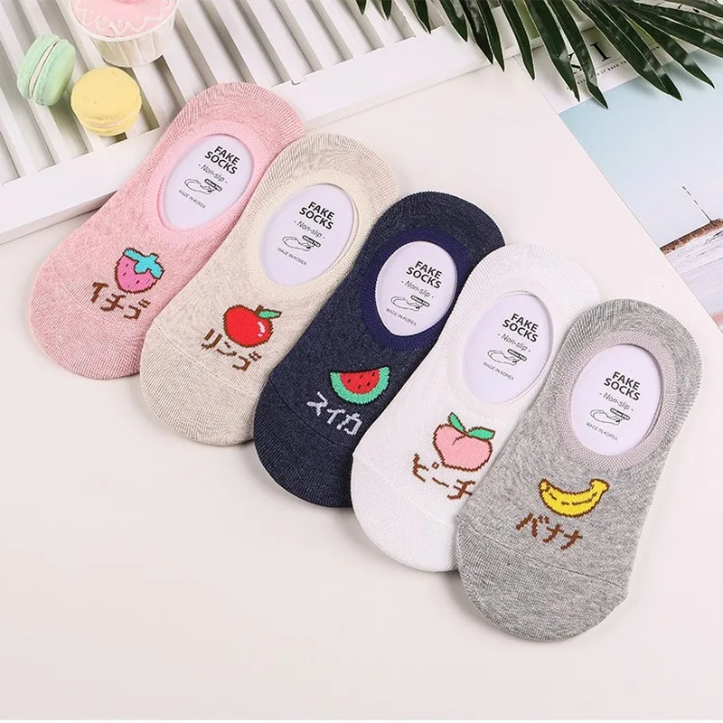 Корейские женские милые дышащие хлопковые носки с рисунком фруктов модные Забавные милые спортивные носки летние calcetines mujer