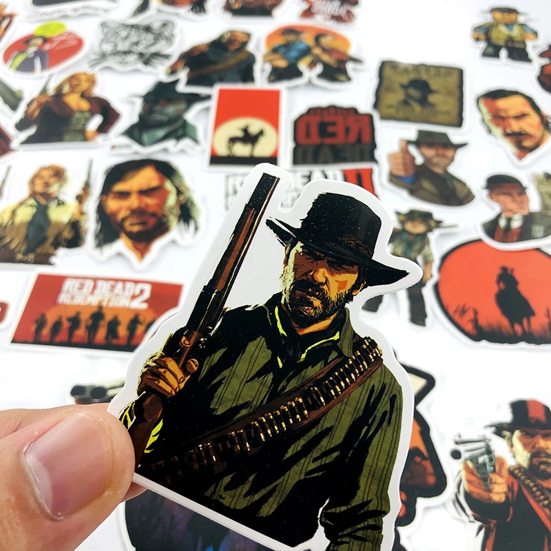 50 шт. консольная игра красные изображения из фильма «Red Dead Redemption» 2 наклейки Скрапбукинг для скейтборда гитары багаж двигатель цикл